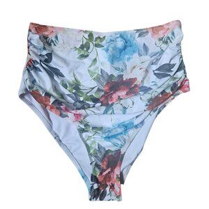 Cupshe Swim Bottom Women's SZ Medium Floral High Waist Beachwear Cruise Vacation